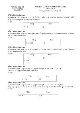 Đề khảo sát hsg năm học 2014 - 2015 môn Tin 8